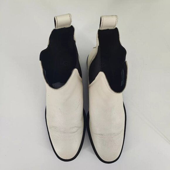 Ugg Women's Emmeth Chelsea White Jasmine Leather Boots Size 9 US - Picture 4 of 12